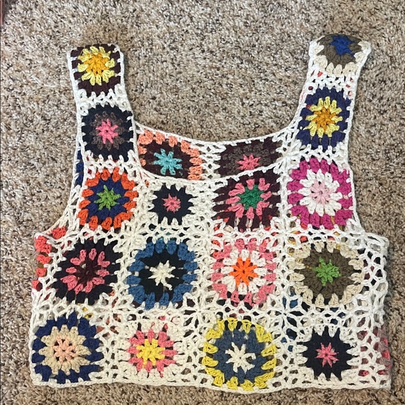 Colorful Crochet Crop Top - Picture 1 of 2